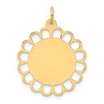 14k Plain .013 Gauge Engravable Round Flower 24x21mm Disc Charm