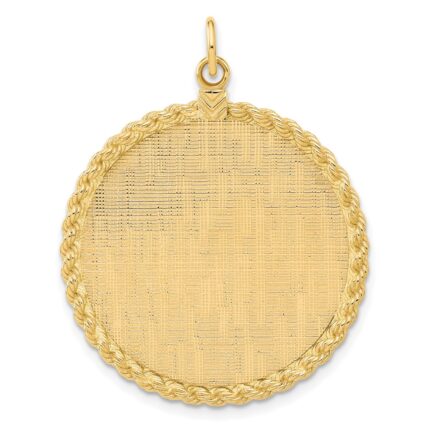14k Patterned with Rope Edge .013 Gauge Engravable Round 34x28mm Disc with Satin Back