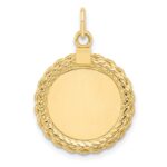 14k Plain .013 Gauge Round Engravable 22x17mm Disc with Rope Edge Charm - Image 3