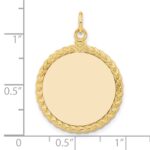 14k Plain .013 Gauge Round Engravable 27x21mm Disc with Rope Edge Charm - Image 4