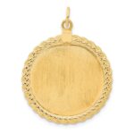 14k Plain .013 Gauge Round Engravable 31x26mm Disc with Rope Edge Charm - Image 3