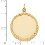14k Plain .013 Gauge Round Engravable 31x26mm Disc with Rope Edge Charm - Image 4