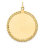 14k Plain .013 Gauge Round Engravable 34x28mm Disc with Rope Edge Charm - Image 3
