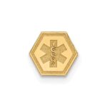 14k 6mm Hexagon Non-enameled Attachable Medical Jewelry Emblem