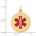 14k 19mm Round Red Enameled Medical Jewelry Pendant - Image 3