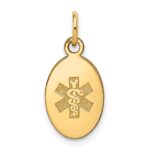 14k 16x9.5mm Oval Non-enameled Medical Jewelry Pendant