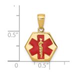 14k 14mm Hexagon Enameled Textured Back Medical Disc Pendant - Image 3