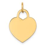 14k Plain .011 Gauge Engravable Heart 19x15mm Disc Charm