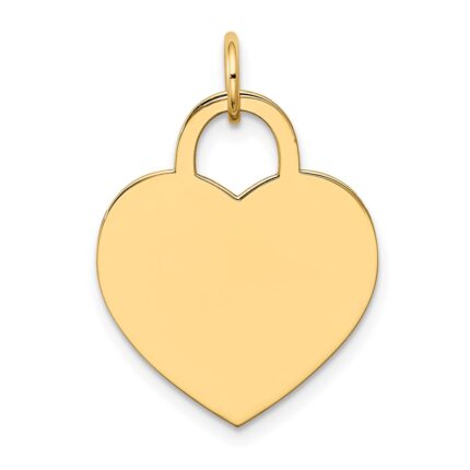 14k Plain .013 Gauge Engravable Heart 22x18mm Disc Charm