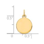 14K Plain .018 Gauge Round Engravable 11mm Disc Charm - Image 2