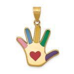 14k Enameled Autism with Heart Handprint Pendant