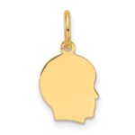 14k Plain Small .013 Gauge Facing Right Engravable Boy Head Charm