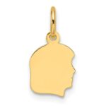 14k Plain Small .013 Gauge Facing Right Engravable Girl Head Charm