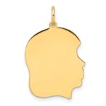 14k Plain Medium .013 Gauge Facing Right Engravable Girl Head Charm