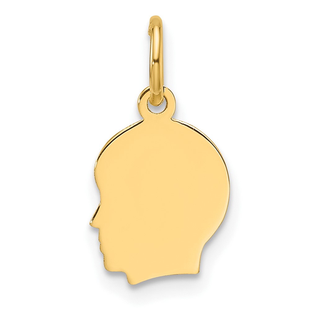 XM665-5.jpg 14k Plain Small .027 Gauge Facing Left Engravable Boy Head Charm - Image 1