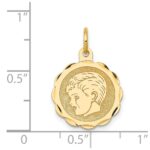 14k Boy Head on .013 Gauge 15mm Engravable Scalloped Disc Charm - Image 3