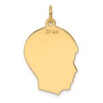 14k Plain Medium .013 Gauge Facing Left Engravable Boy Head Charm - Image 3