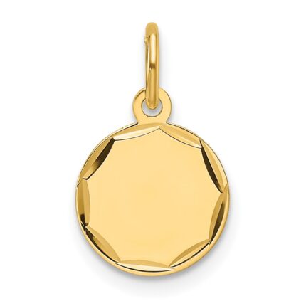 14k Etched Edge .027 Gauge Engravable Round 10.1mm Disc Charm
