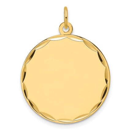 14k Etched Edge .009 Gauge Engravable Round 22.9mm Disc Charm