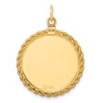 14k Plain .013 Gauge Round Engravable 24.9mm Disc with Rope Edge Charm - Image 3