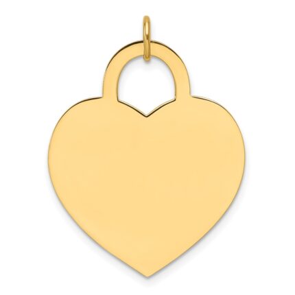 14k Plain .027 Gauge Engravable Heart 23.6x24.8mm Disc Charm