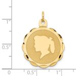 14k Girl Head on .011 Gauge Engravable Scalloped 25x22mm Disc Charm - Image 3