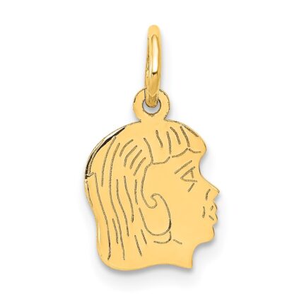 14k .011 Depth Engravable Girl Head Charm