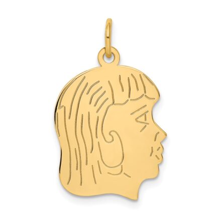 14k .013 Depth Engravable Girl Head Charm