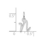 14K White Gold Uppercase Letter N Initial Charm - Image 4