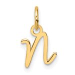 14K Uppercase Letter N Initial Charm