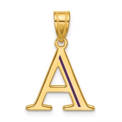 14k Yellow Gold Line Epoxy Initial Pendant