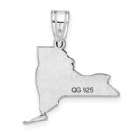 Sterling Silver/Rhodium-plated New York State Pendant - Image 4