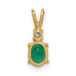 14k 6x4mm Oval Emerald and AA Diamond Pendant - Image 4