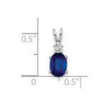 14k White Gold 7x5mm Oval Sapphire and AA Diamond Pendant - Image 3