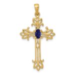 14k 5x3mm Oval Sapphire Cross Pendant