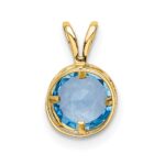 14k 6mm Round Blue Topaz Bezel Pendant - Image 3