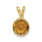 14k 6mm Round Citrine Bezel Pendant - Image 3