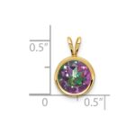 14k 8mm Round Mystic Fire Topaz Bezel Pendant - Image 2