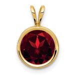 14k 8mm Round Garnet Bezel Pendant