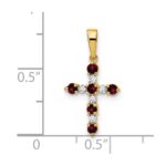 14k Garnet and Diamond Cross Pendant - Image 4