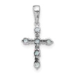 14k White Gold Blue Topaz and Diamond Cross Pendant - Image 4