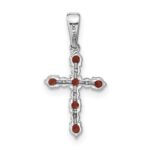 14k White Gold Garnet and Diamond Cross Pendant - Image 3