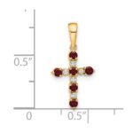 14k Lab Created Ruby and Diamond Cross Pendant - Image 4