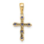 14k Lab Created Sapphire and Diamond Cross Pendant - Image 3