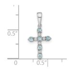 14k White Gold Aquamarine and Diamond Cross Pendant - Image 4