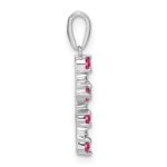 14k White Gold Pink Tourmaline and Diamond Cross Pendant - Image 2