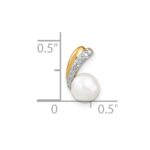 14k 6-7mm White Round Freshwater Cultured Pearl and Diamond Pendant - Image 3