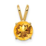 14k 7mm Round Citrine Pendant