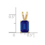 14k 8x6mm Emerald-cut Sapphire Pendant - Image 2