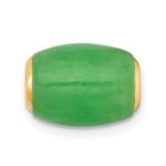 14K Polished Jade Oval Barrel Bead Chain Slide Pendant - Image 3